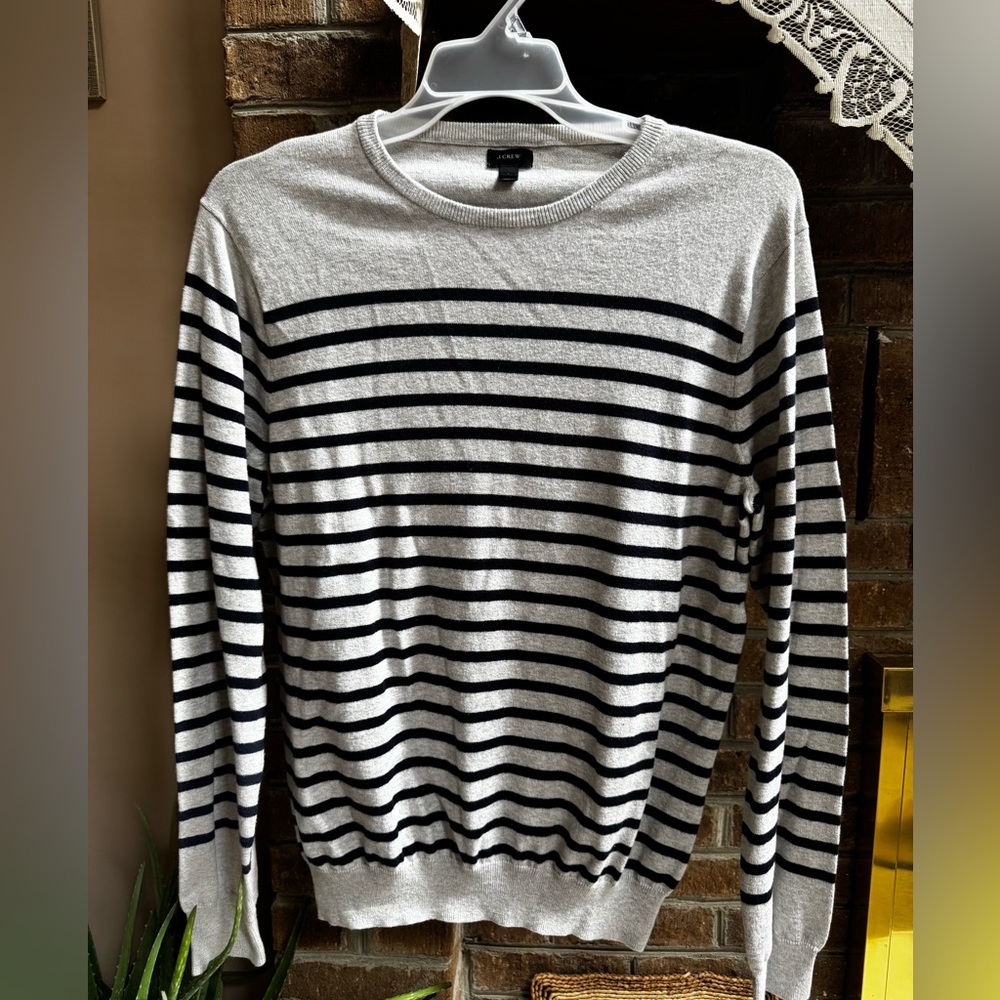 J crew Men's Striped Sweater - Black and Gray